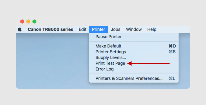 How to print a test page on a Canon printer using Mac
