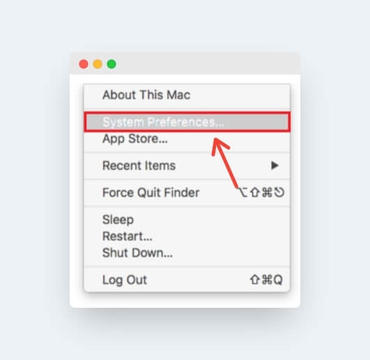 System Preferences option on Mac